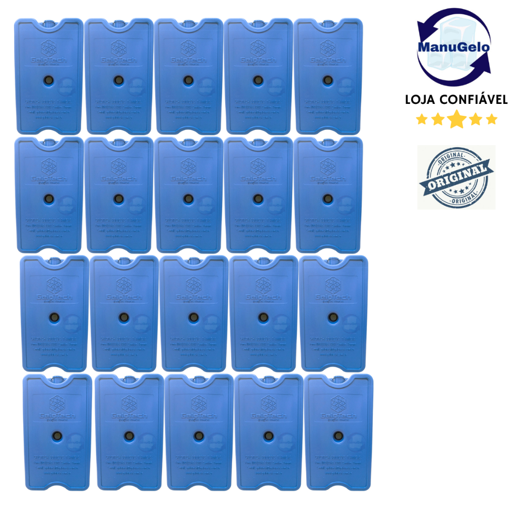 Gelo rígido reutilizável 400 ml  Gelotech - Kit 20 unidades - ideal para cooler, caixa térmica