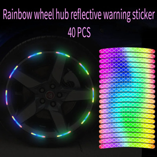 40 pçs cubo da roda do carro adesivo Holográfico do pneu tiras reflexivas luminosas para condução noturna carro biciclet em Oferta na Shopee