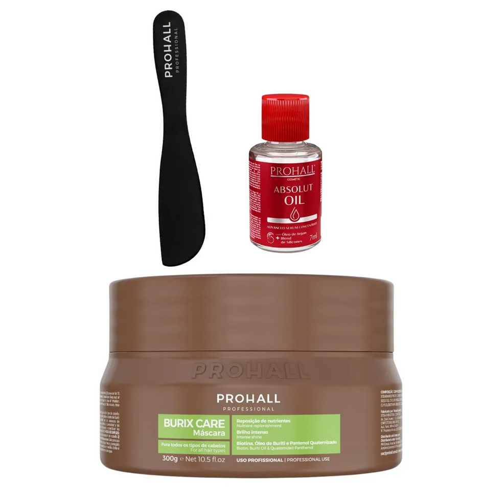 Máscara Hidratação Burix Care-Reposição de Nutrientes-Prohall Professional+Óleo Absolut Oil 7ml