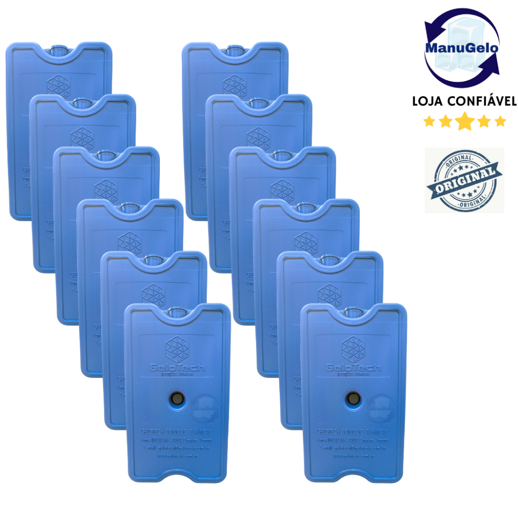 Gelo rígido reutilizável 400 ml  Gelotech - Kit 12 unidades - ideal para cooler, caixa térmica