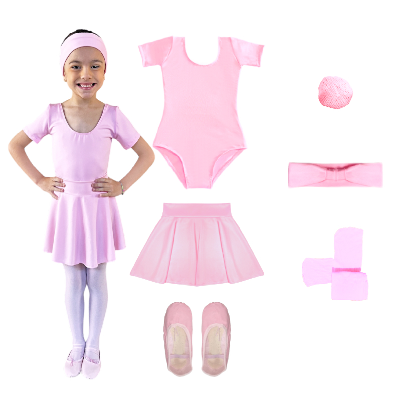 Kit Ballet Infantil 6 Itens Uniforme Bale Completo Rosa em Oferta na Shopee