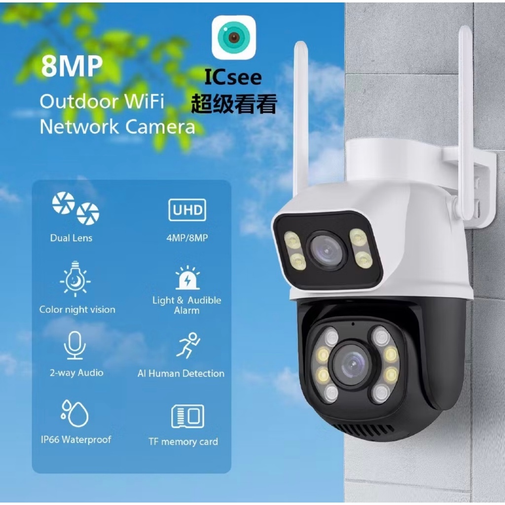 Câmera De Segurança A28B Dupla Compatível Com Alexa Wi-Fi Smart IP66 App ICSEE Envio Imediato