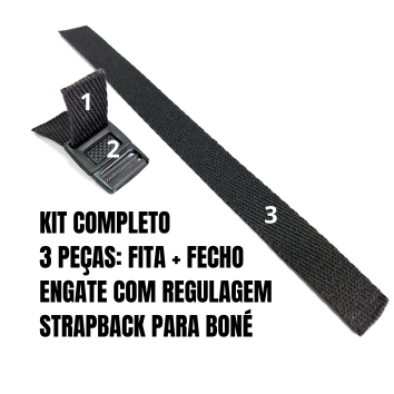 5 Fechos Para Boné: Fita Chic 18mm + Engate Plástico Strapback Rápido para Five Panels