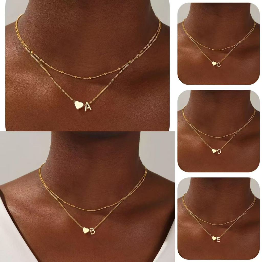 Colar Correntinha Pingente Letras feminina Inicial do Nome e Coração em banhado prata 925 ...