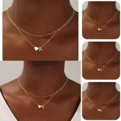 Colar Correntinha Pingente Letras feminina Inicial do Nome e Coração em banhado prata 925 e ouro 18k