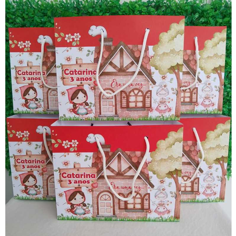 SACOLINHAS CHAPEUZINHO VERMELHO ( PEGUE E MONTE ) 16*21/kit lembrancinhas para festa chapeuzinho vermelho em Oferta na Shopee