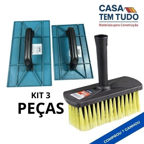 KIT DESEMPENADEIRA PLASTICA PVC + BROXA RETANGULAR