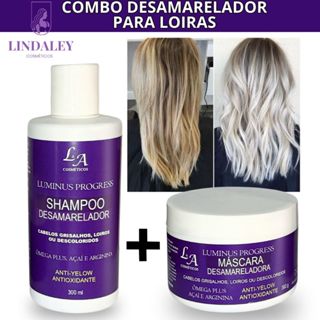 Combo Desamarelador Matizador para Loiras – Shampoo + Máscara – Brilho Platinado e Fios Hidratados em Oferta na Shopee