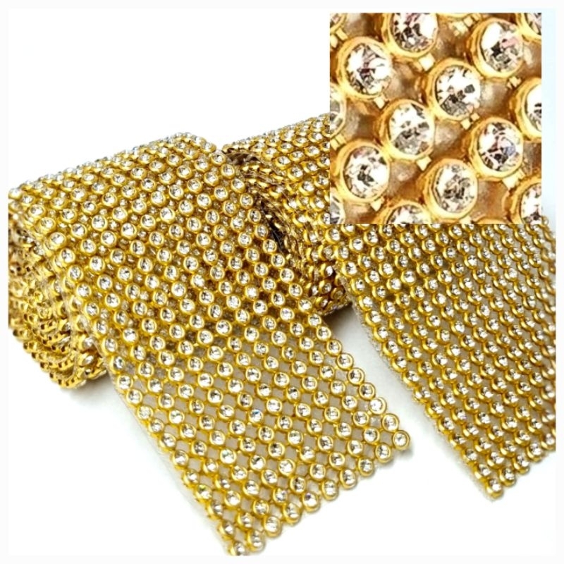 Manta De Strass para Artesanato 45cm Prata e Dourada em Oferta na Shopee