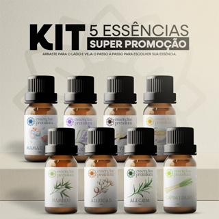 Kit com 5 Essências Para Aromatizador e Difusor Elétrico a Base de Água - Cinco Aromas em Oferta na Shopee
