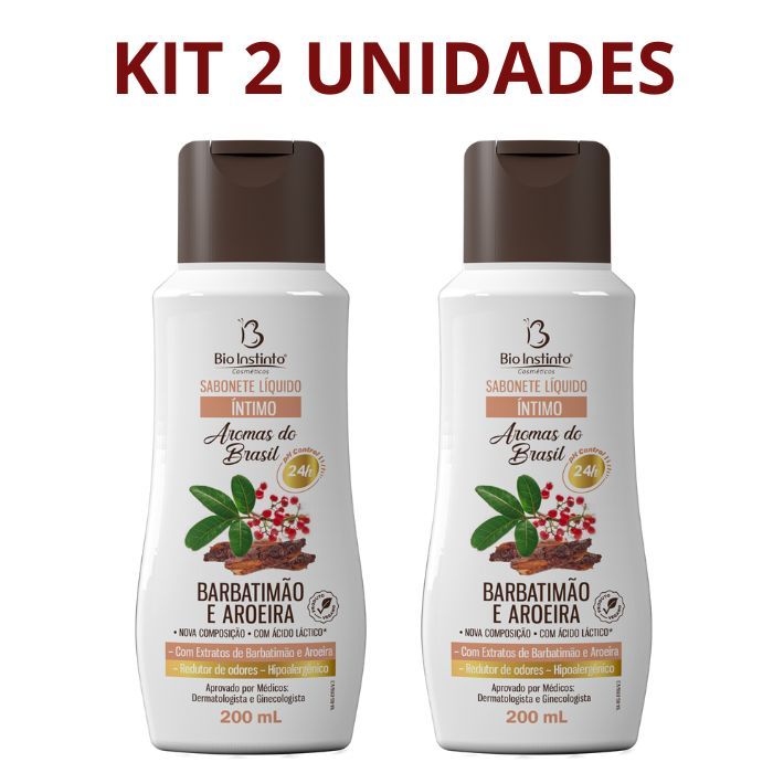 Kit 2 Un Sabonete Íntimo Barbatimão e Aroeira 200ml Original Bio Instinto