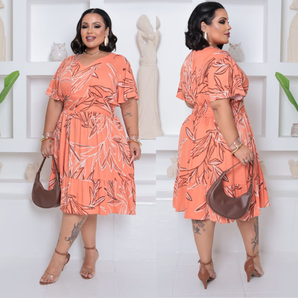 Vestidos Soltinhos Plus Size Verão Modelo Midi  Moda Feminina Estilo Casual e Elegante