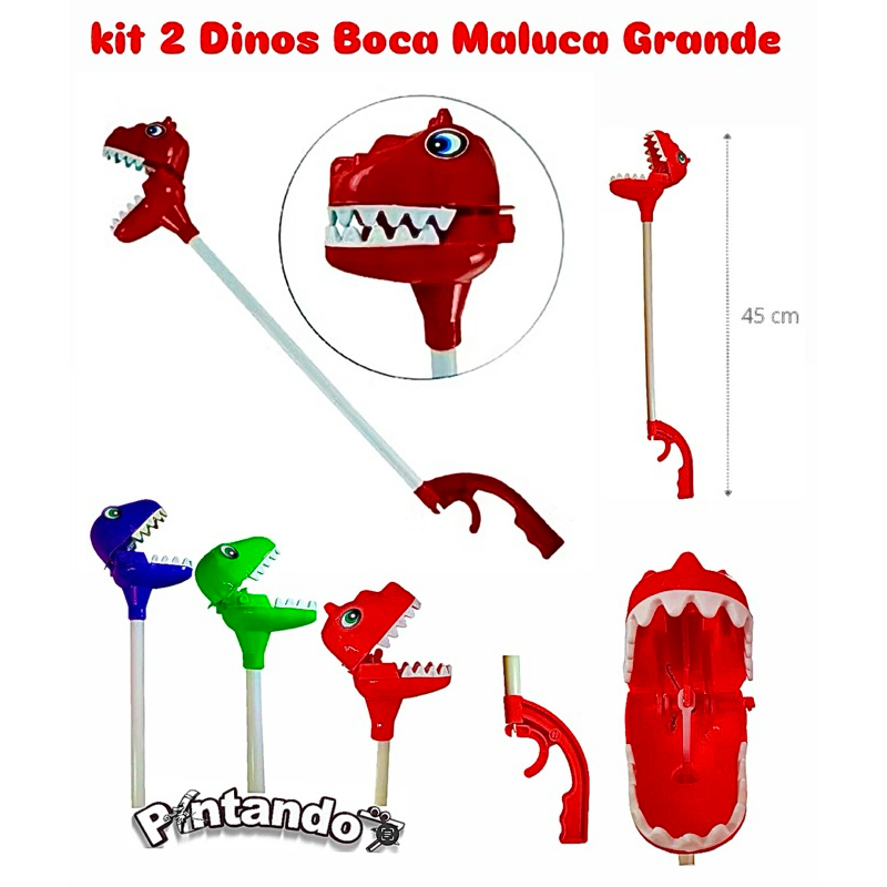 Kit 2 Dinossauros Boca Maluca Brinquedo Dino Legal Lembrancinha Festa Infantil