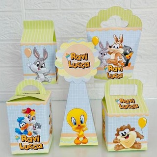 Kit caixinha looney tunes, lembrancinha looney tunes, caixinha personalizada looney tunes (pegue e monte)