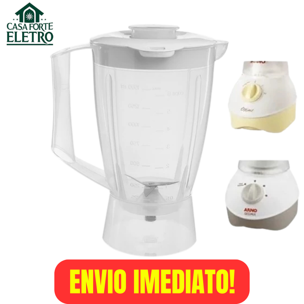 Copo de Liquidificador Arno Optimix modelo Antigo Translucido - Tampa Branca