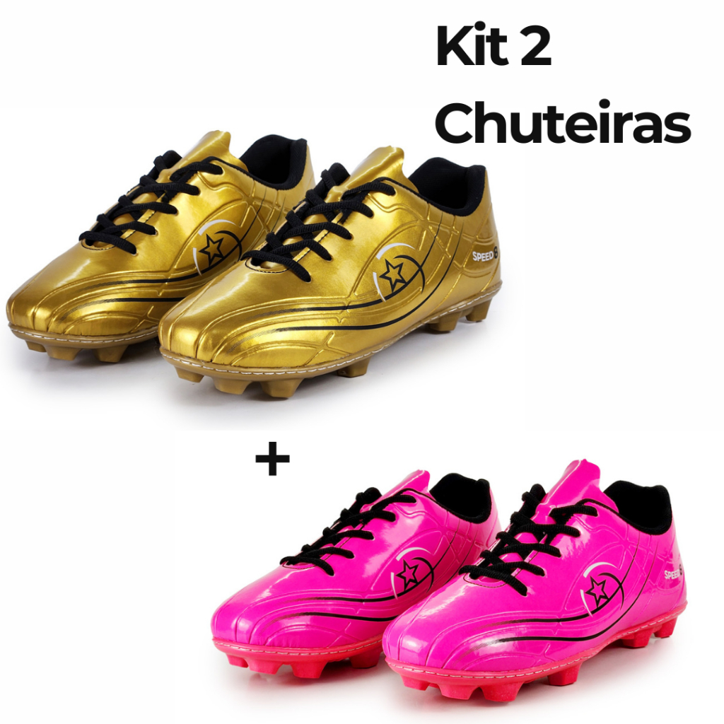 Kit 02 Chuteiras Homens e Mulheres Futebol de Campo Resistente Costurada Qualidade Premium