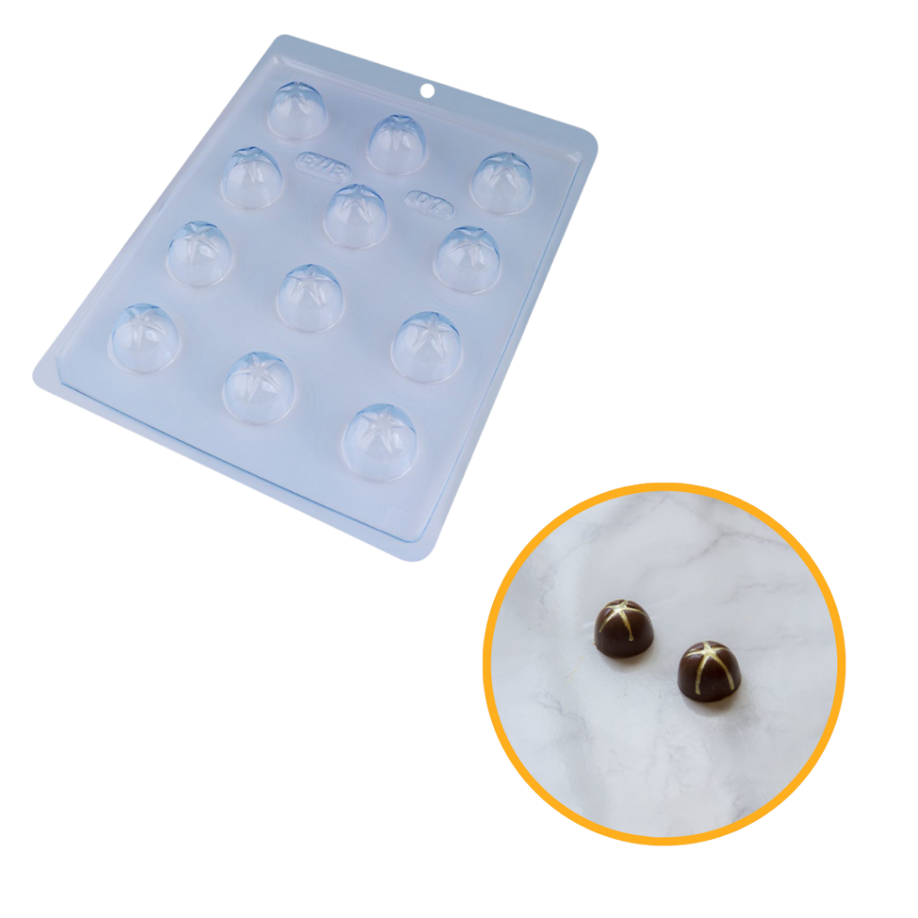 FORMA SIMPLES CEREJA ESTRELA CÓD.:07 EM ACETATO BWB PARA BOMBOM, DOCES DE CHOCOLATE E CONFEITARIA. - Home & Living