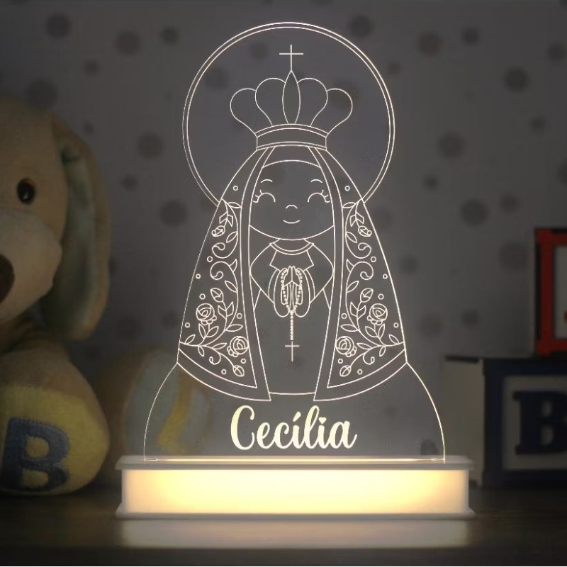 Luminária Nossa Senhora Aparecida Infantil Personalizada com Nome em Oferta na Shopee