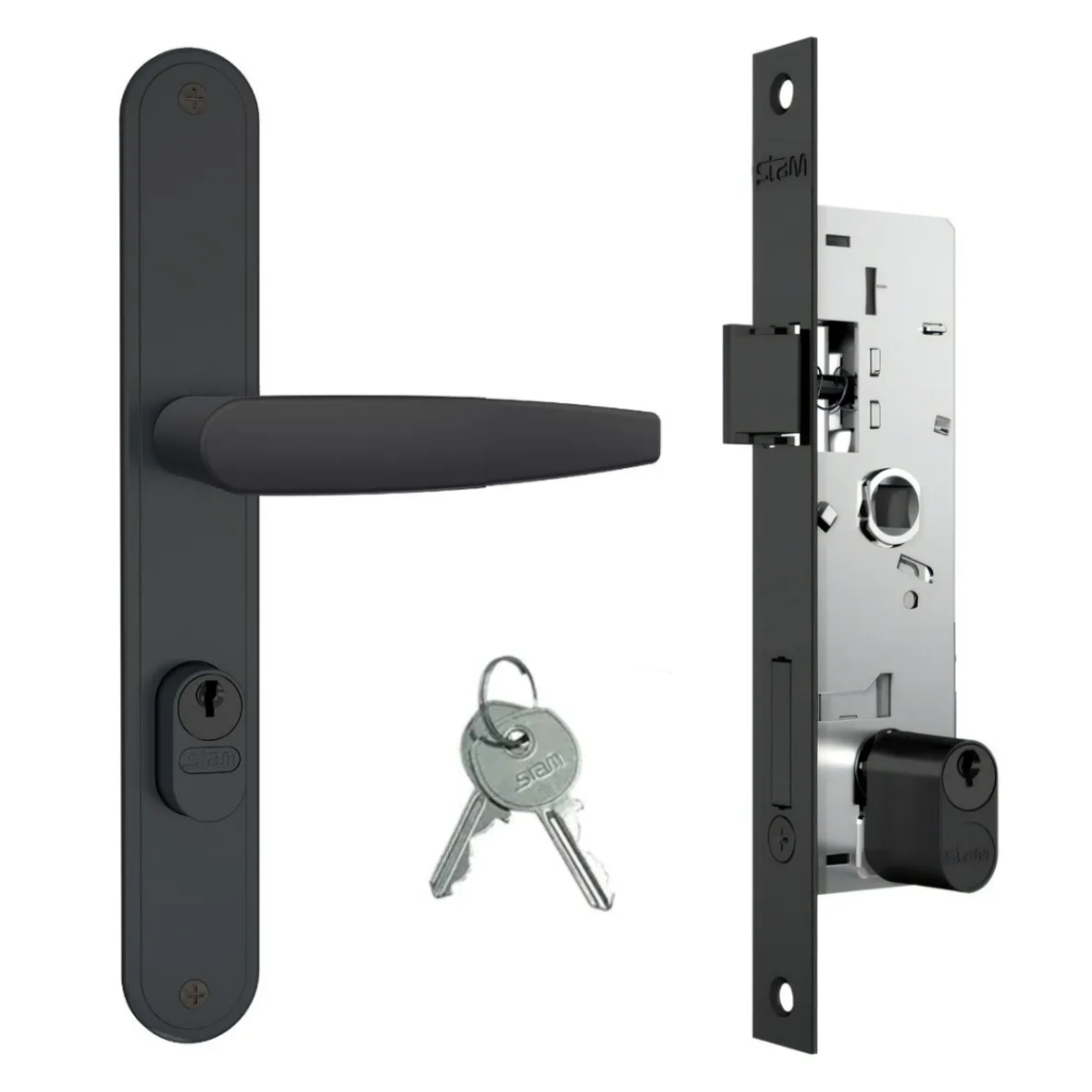 Fechadura 601/33 para Porta de Aluminio c/ 2 Chaves Stam - Preto Fosco em Oferta na Shopee