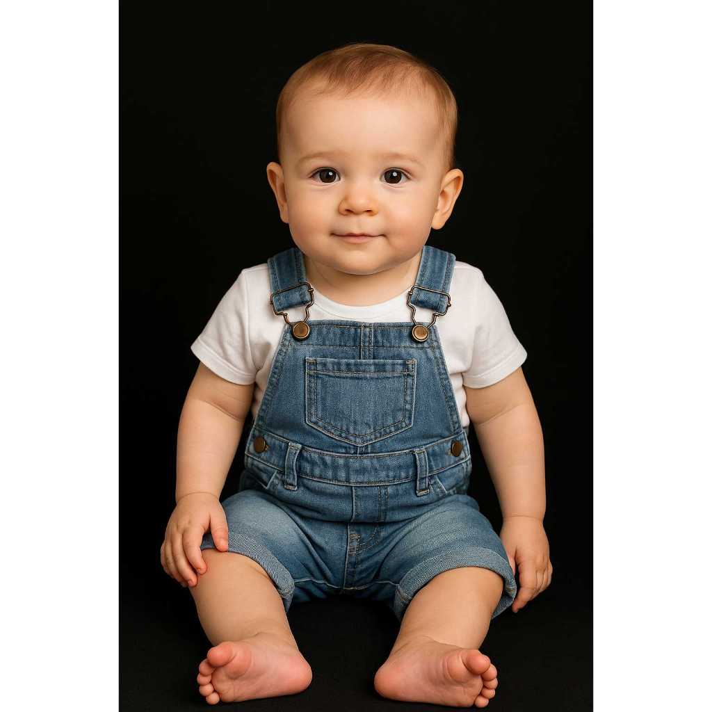 Jardineira Macacão Jeans Masculina Infantil Menino Verão
