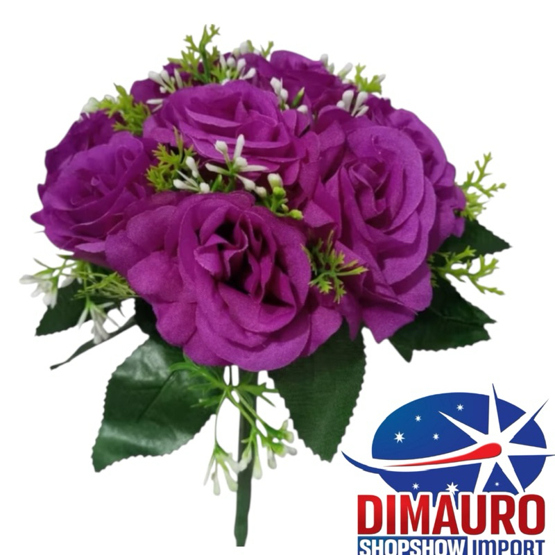 Buquê de Rosas C/12 Flores Plantas Artificiais Decoração