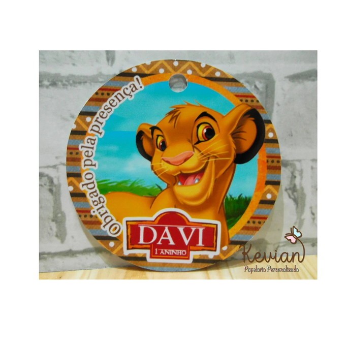Tag de Agradecimento Personalizada Lembrancinha Festa Rei Leão Simba -  Obrigada pela Presença | Festa Infantil - ENVI