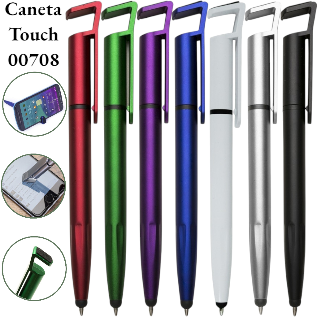 Kit Caneta Touch Universal 5/10/15  Com Suporte e Limpa Telas Celular Tablet Kindle Android Apple