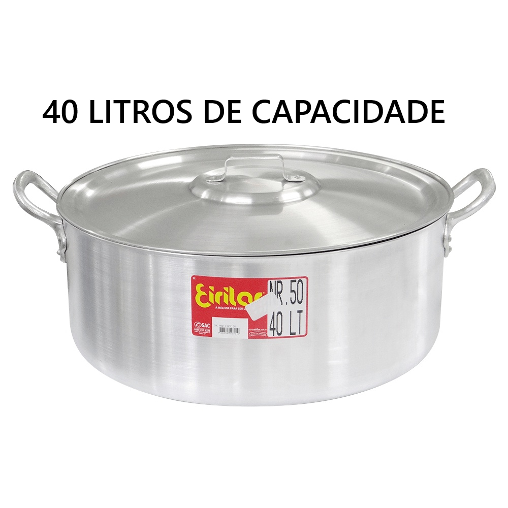 Caçarola Eirilar 30L e 40L Alumínio Forte Profissional Cozinha Comercial Restaurante Hotel Panelas Grandes cozinha