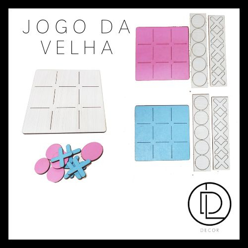 Kit 20 Tabuleiros Jogo da Velha 10cm / Tabuleiro em MDF para Lembrancinhas de Festa