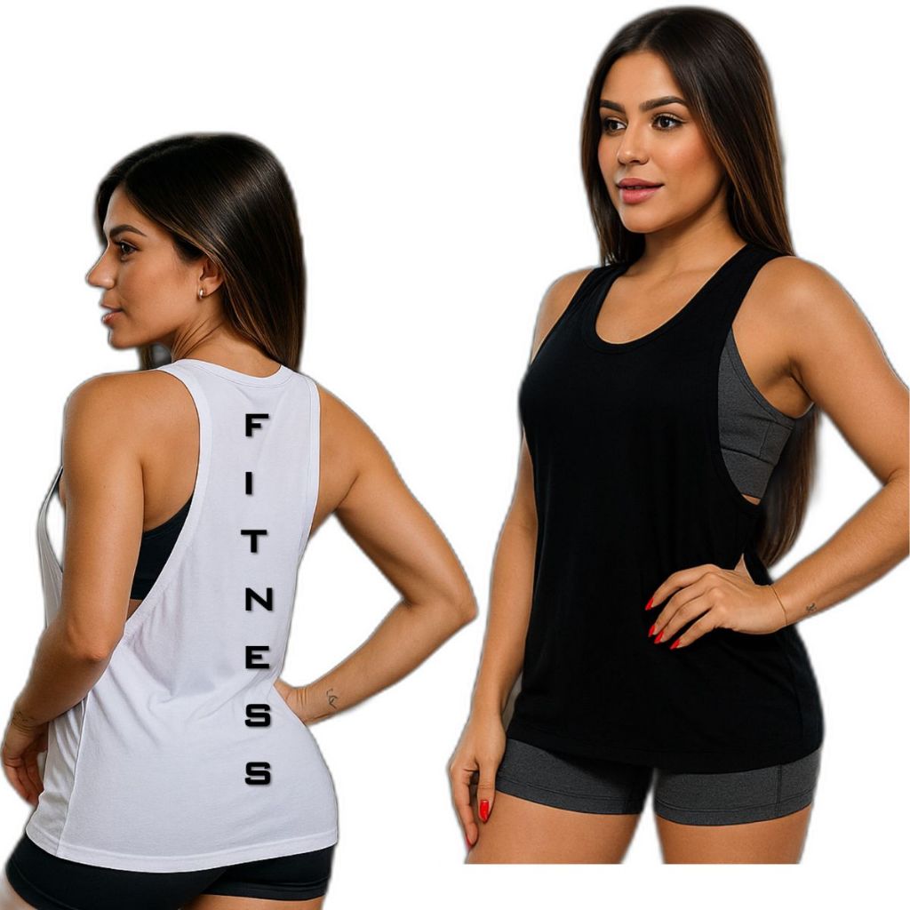 Kit Camiseta Esportiva Blusinha Feminina Regata Para Treino Caminhada Academia Corrida