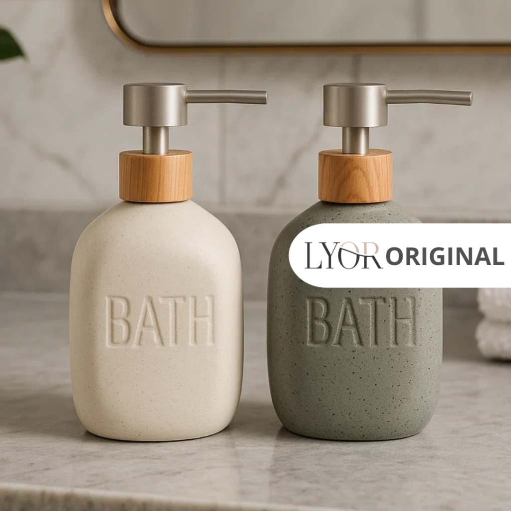 Porta Sabonete Líquido 430ml Cerâmica Granilite Bath - Lyor Original