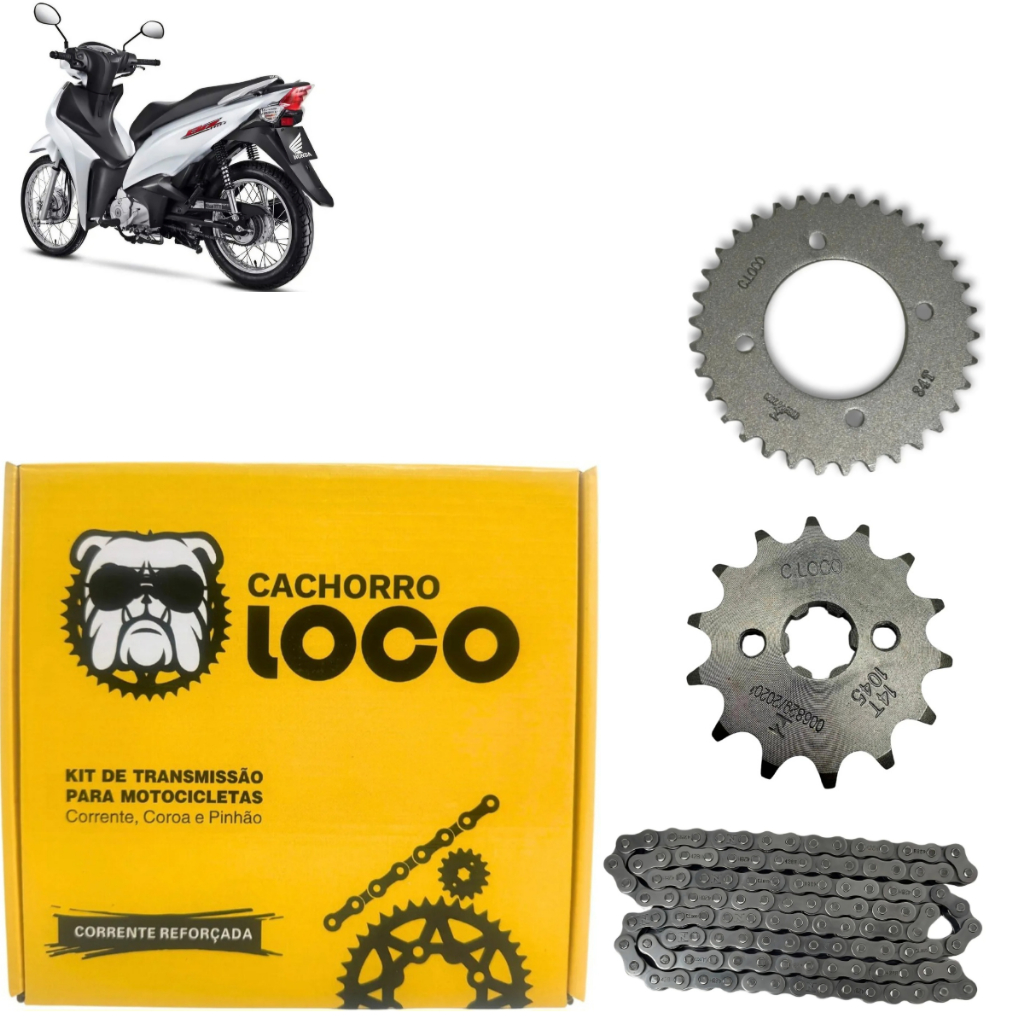 Kit Relação Tração Transmissão Honda Biz 125 i Es Ex Ks 2009 2010 2011 2012 Quit Relassão Trassão