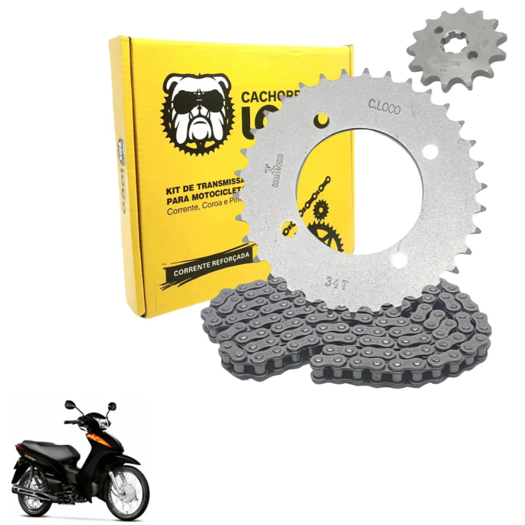 Kit Relação Tração Transmissão Honda Biz 125 i Es Ex Ks 2013 2014 2015 2016 Quit Relassão Trassão