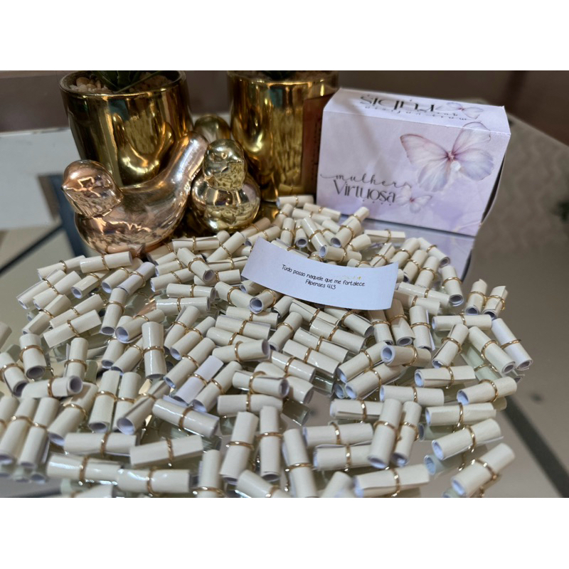 REFIL VERSÍCULOS BÍBLICOS /ENROLADINHOS /POTE DE BENÇÃOS 100un marfim