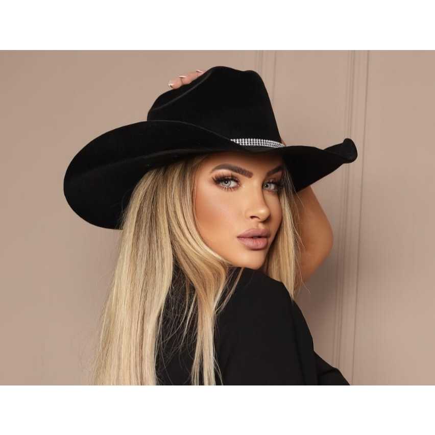 CHAPÉU AMERICANO BOIADEIRA, UNISSEX. {OBS: NÃO ACOMPANHA BANDINHA DE STRAS}