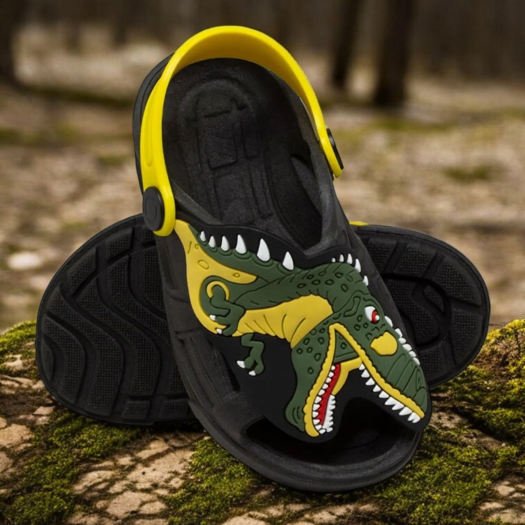 sandália infantil menino Nº 19 ao 32 Dinossauro Dino Dragão T-Rex Escolar Papete Azul Preto Chinelo