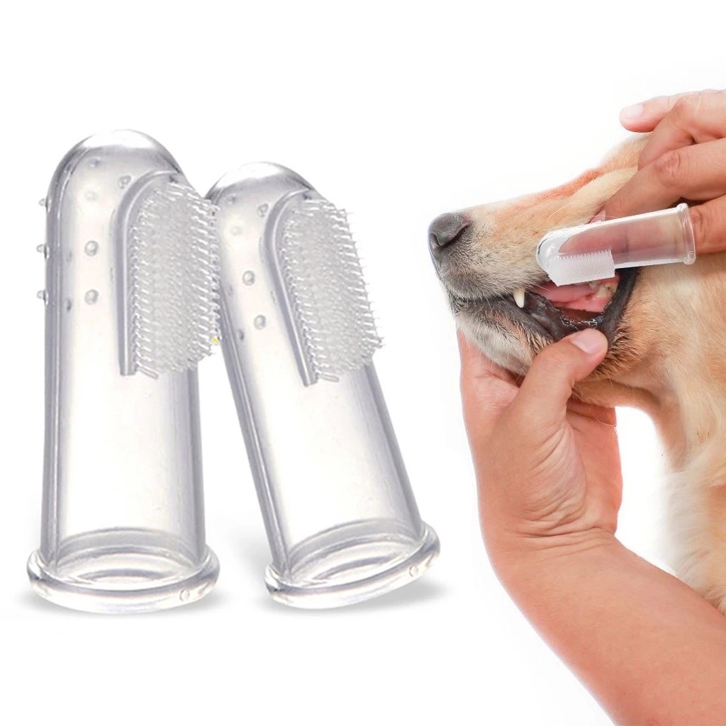 Kit 2 Escovas de Dentes para Pet Massageadora antiestresse para Cães e Gato