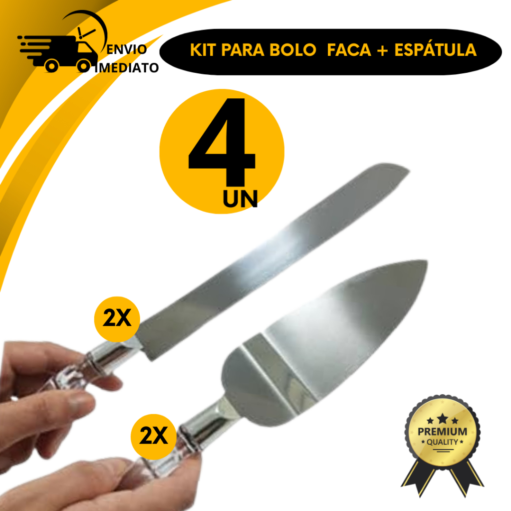 Kit Talher Para Bolo Espatula Faca Cristal Inox 2 Unidades Faqueiro Corta Torta