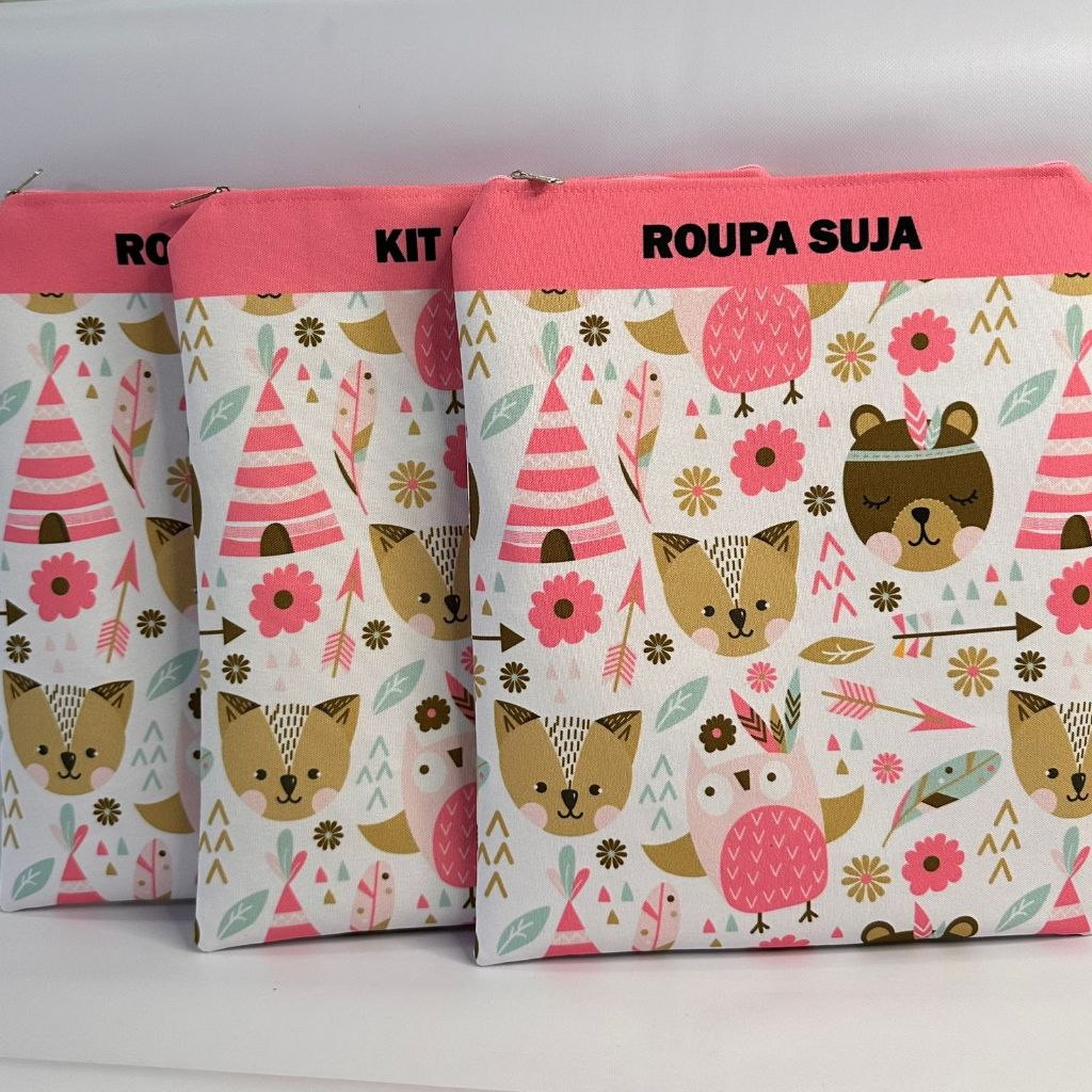 Imagem Kit c/3 Saquinhos Maternidade Organizadores para Bolsa Maternidade Viajem Mala Bebê 25x30 MALA/VIAGEM/ROUPA LIMPA E SUJA