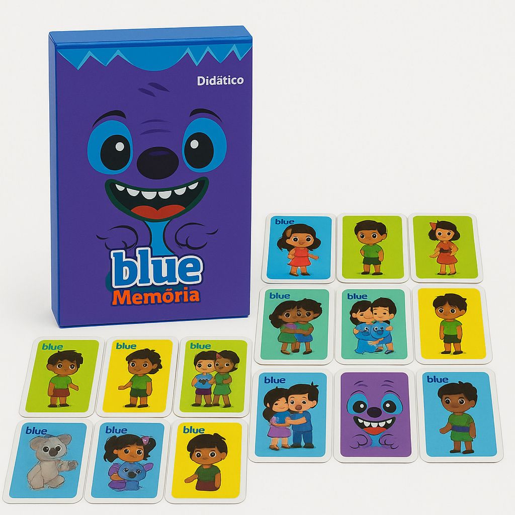 Kit 24 Jogos da Memória Blue Monstrinho Azul Fofo Brinquedo Infantil Lembrancinha Festa Aniversário