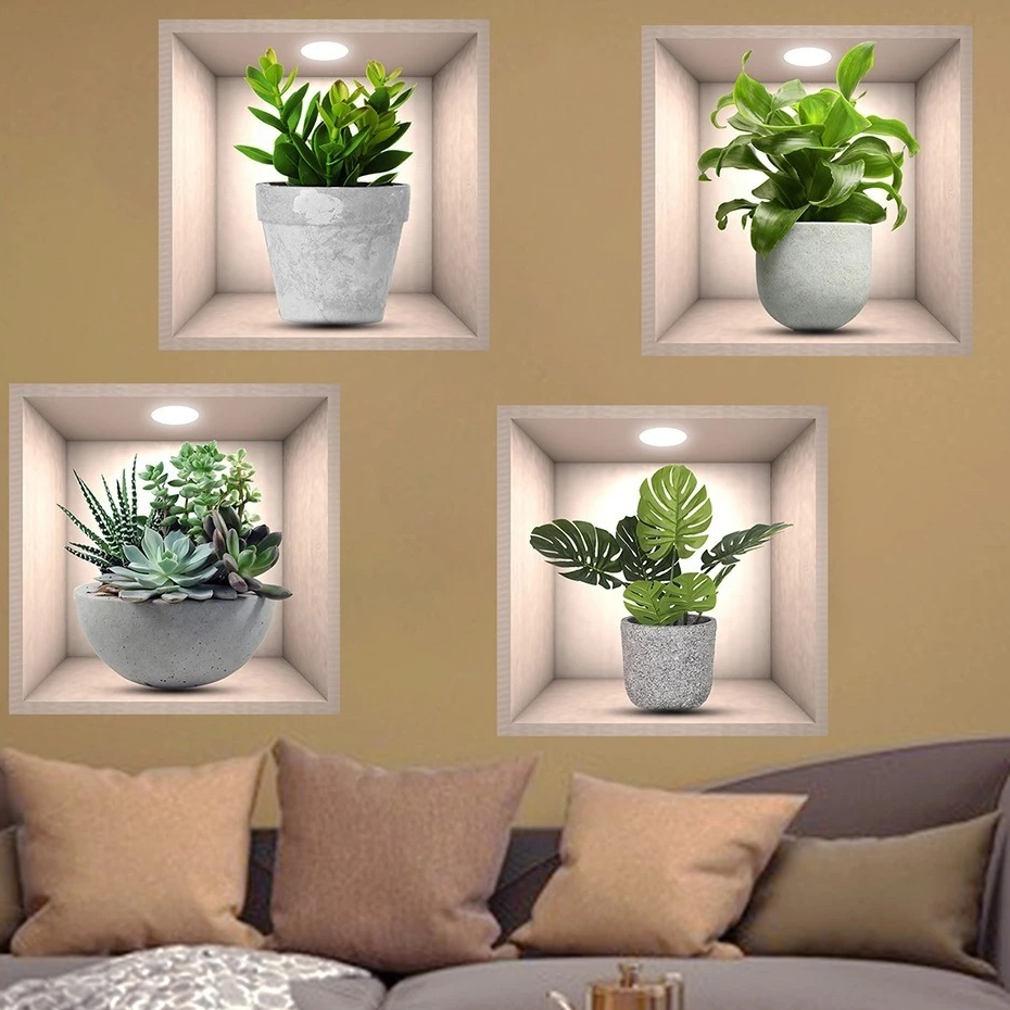 Adesivos 30 CM X 40 CM criativos 3D de plantas verdes decoração parede  - FY802641 em Oferta na Shopee