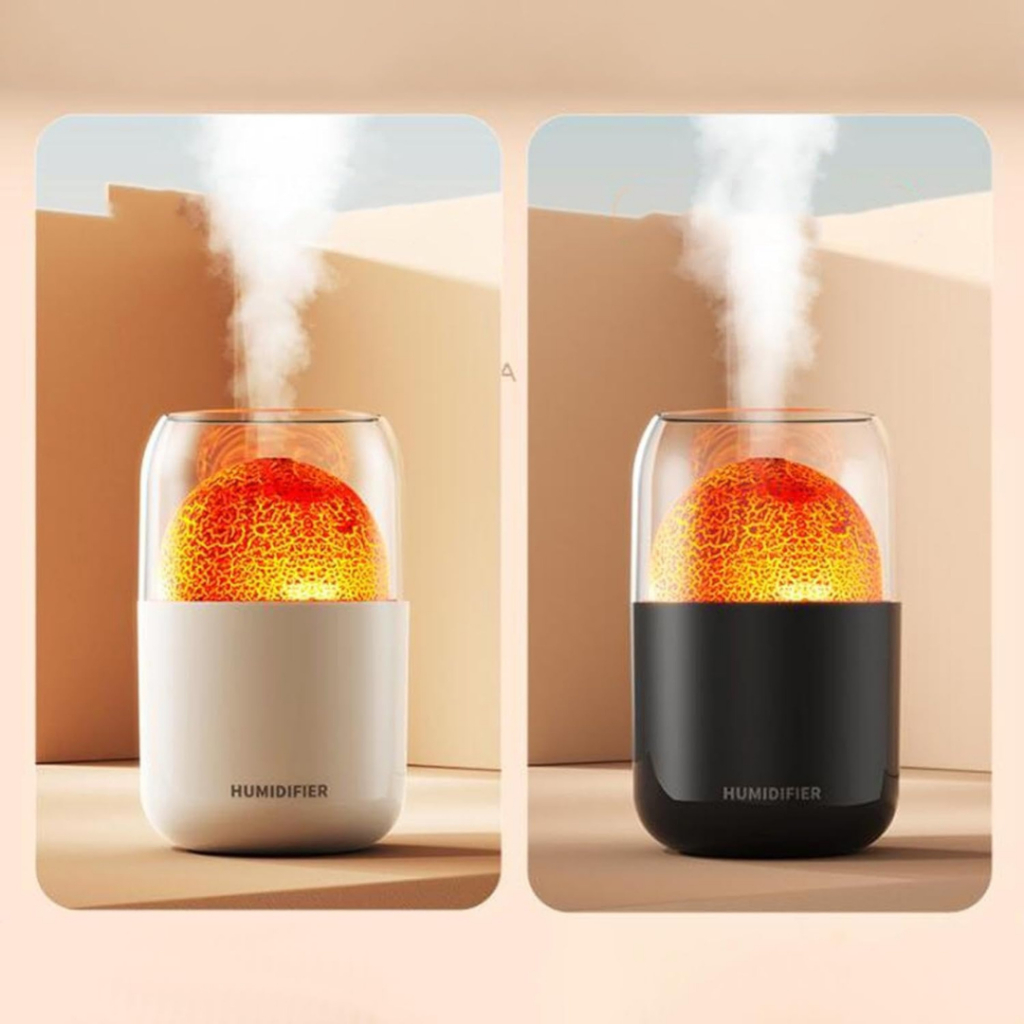 Umidificador Mini Aparelho Purificador 300ml Vulcão com LED Melhora o Ar e o Sono
