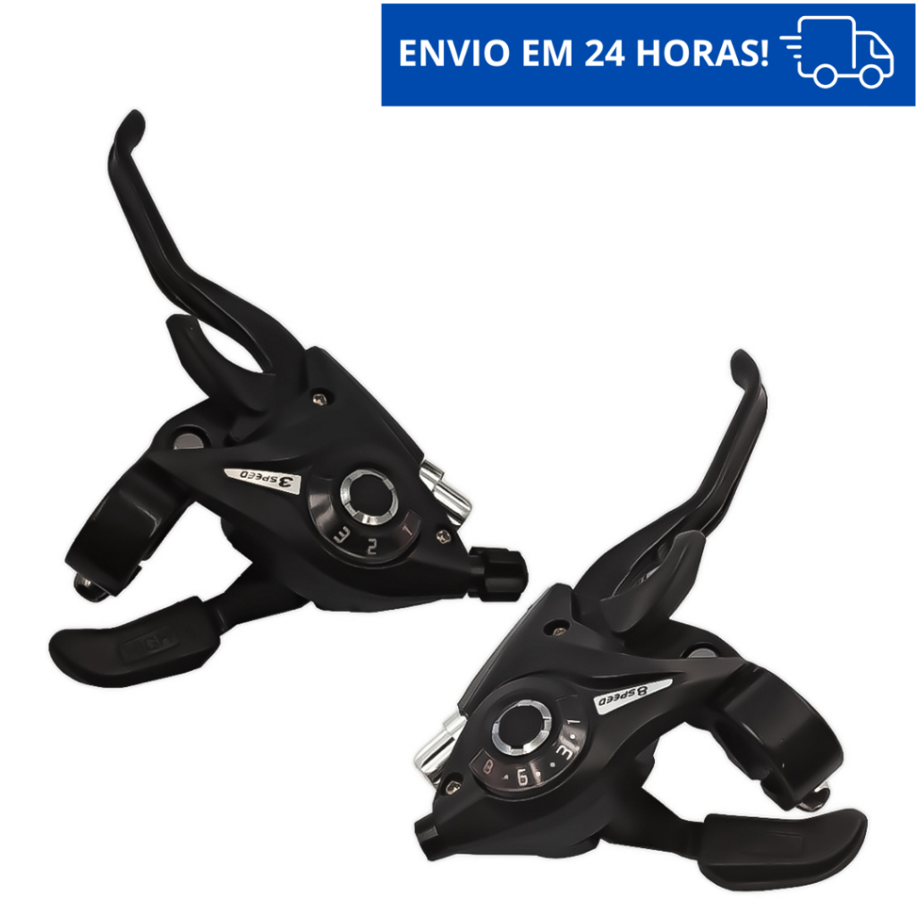 Alavanca Passador Trocador De Marcha Rapid Fire 3x8 24v Marchas Com Manete Em Aluminio Tipo Shimano
