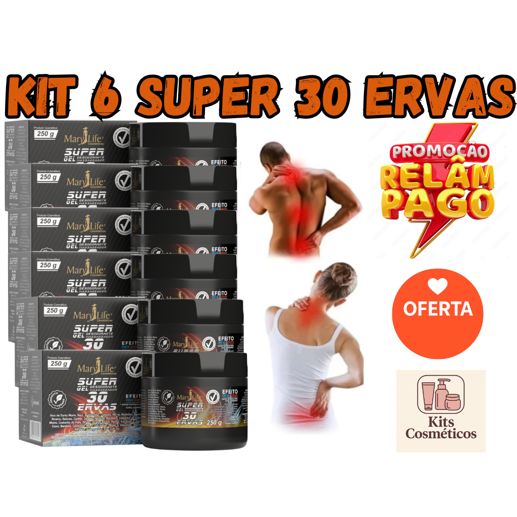 🟢 MARY LIFE KIT 6  SUPER GEL 30 ERVAS - 250g 🟢 💥 Alívio Imediato | Relaxante Muscular | Ação Refrescante 💥