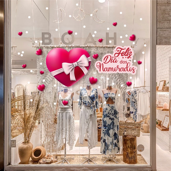 Adesivo Vinil Decoração Vitrine Dia Dos Namorados Coração