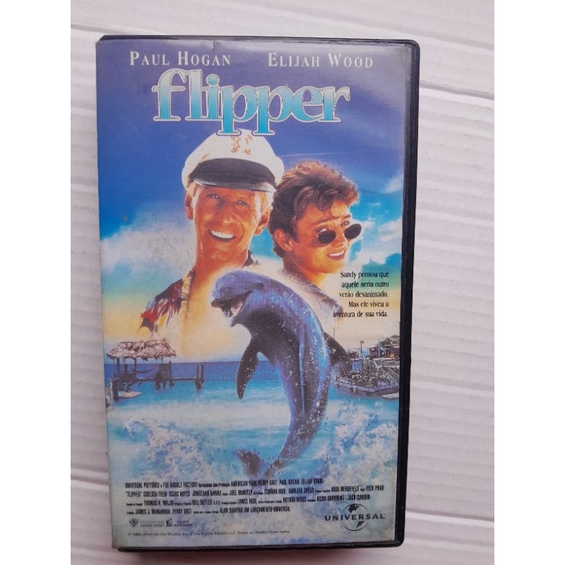 Fita Vhs Flipper Original Dublado Paul Hogan Elijah Wood aventura