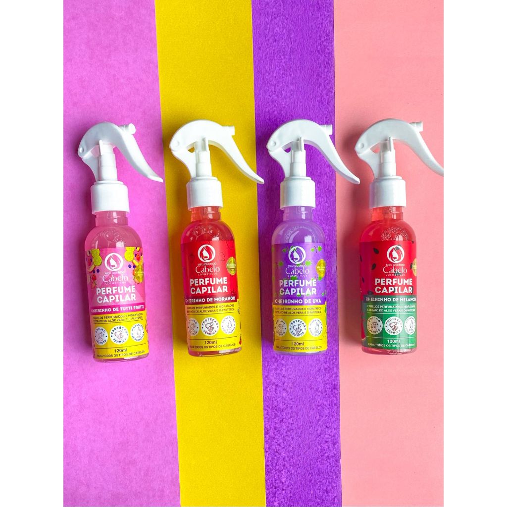 Kit 5 Perfume Para Cabelo Sem Álcool e com Proteção térmica Térmica - 120ml - Cheirinho de chiclete.