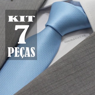 Kit 7 Gravatas Azul Serenity Slim Gr333 em Oferta na Shopee