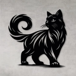 Quadro Decorativo Vazado Decoração Gato Gatinho MDF Preto