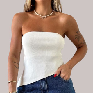 Blusa Tomara que Caia Canelada Assimétrica Promoção